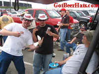 The ulimate sponsor and his beer hat friends